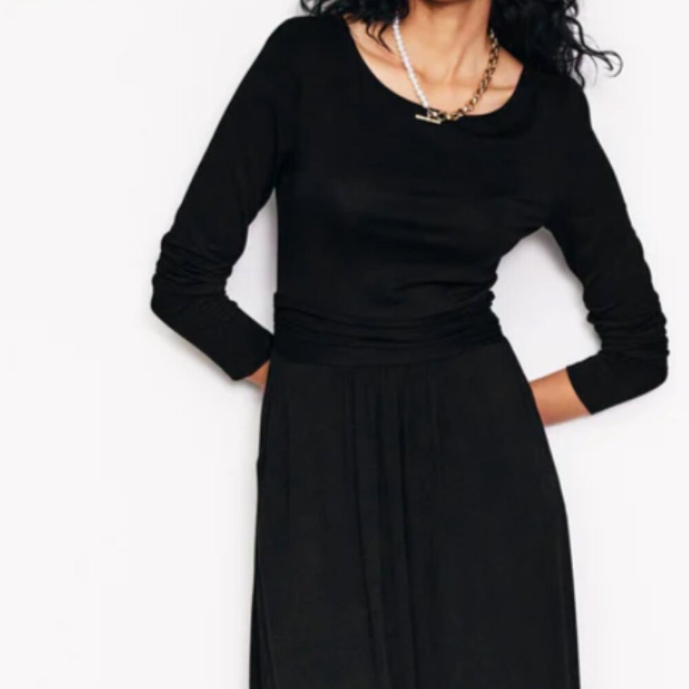 Boden Amelie Long Sleeve Midi Dress, Black, Size 2R
